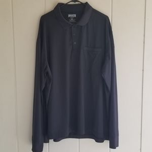 Duluth Trading Relaxed Fit Polo Mens Shirt Long Sleeve Size 2XL Black STRETCH